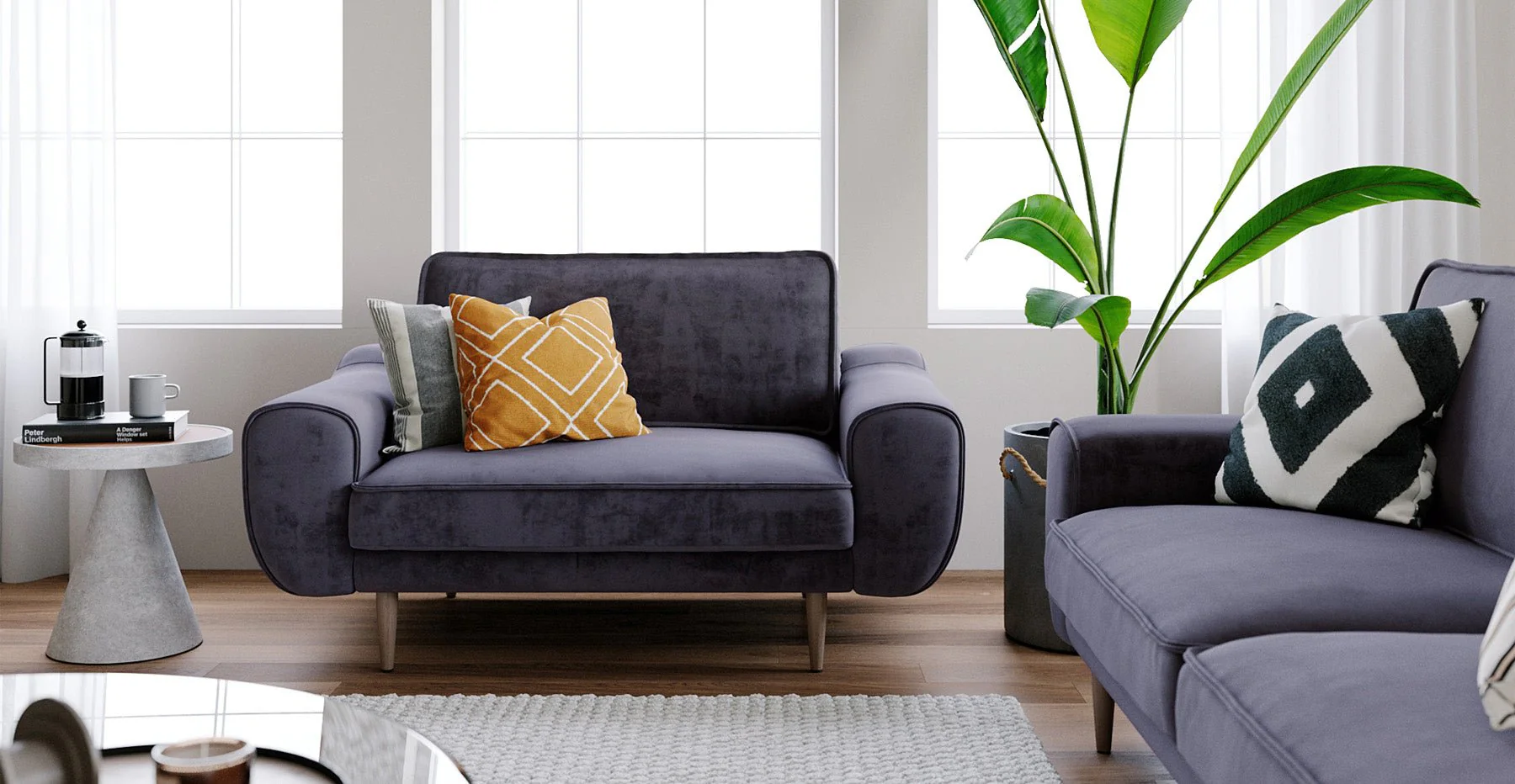 Klem Loveseat Ahşap Ayak - Kadife - Image 56