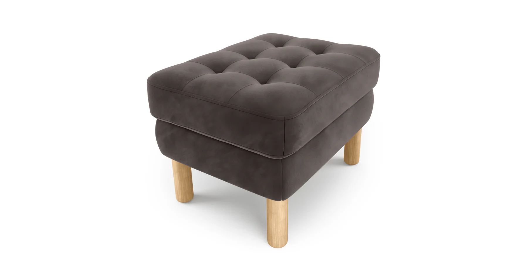 Modsy Puf Small Silindir Ahşap Ayak - Kadife - Image 38