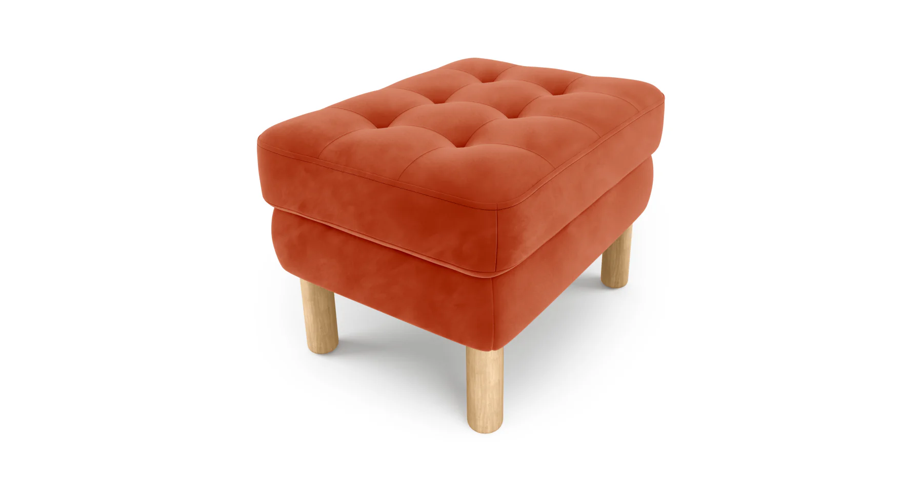 Modsy Puf Small Silindir Ahşap Ayak - Kadife - Image 39