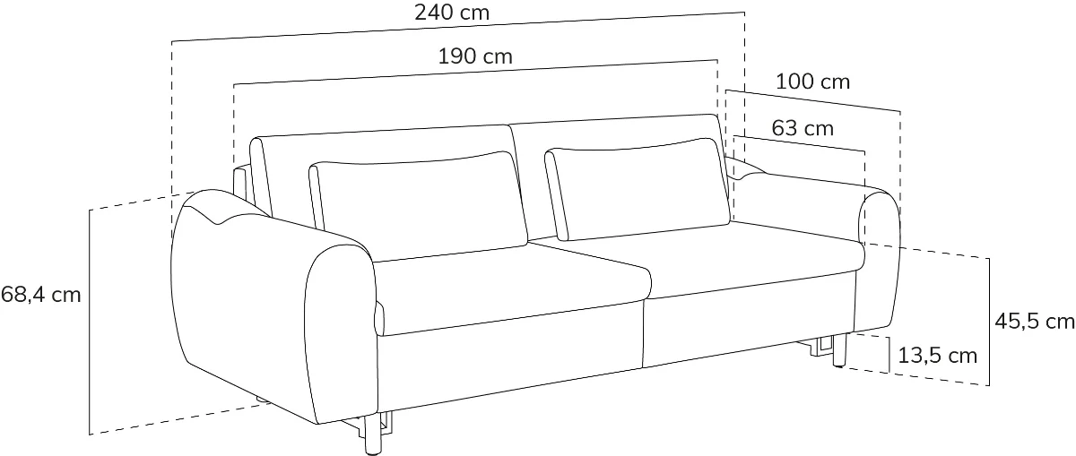 Nyra Yataklı Üçlü Koltuk Silindir Ahşap Ayak - Kadife - Image 6